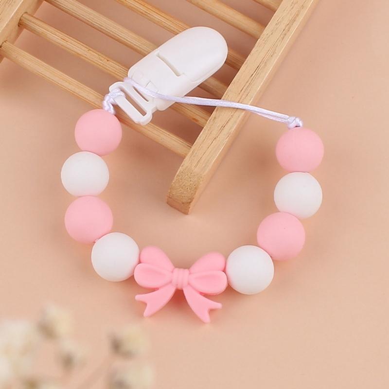 Upgraded Dummy Clip with Knot- for Baby BPA Free Silicone Pacifiers Clip Soother Chain Holders for Boys & Girls Gift