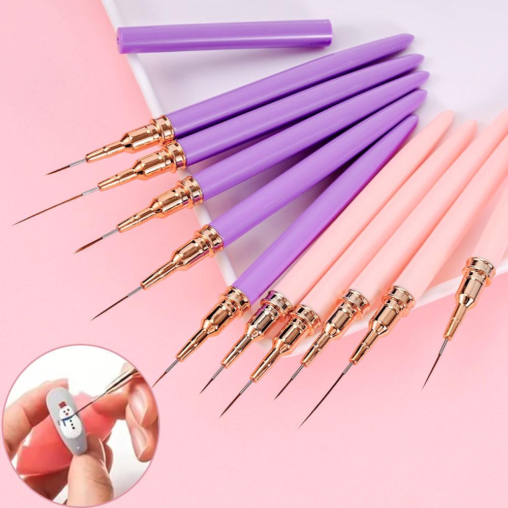 5Pcs Black White Nail Art Liner Painting Brush French Elongated Lines Stripe Nail Drawing Pen UV Gel Nail Brush Manicure Tools