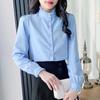 Женская рубашка с французским воротником-стойкой и оборками, с длинными рукавами, 2024