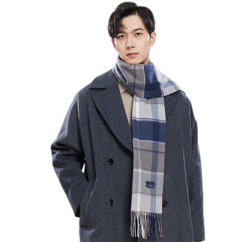 JIUMU Men's Pure Cashmere Warm Knit Scarf