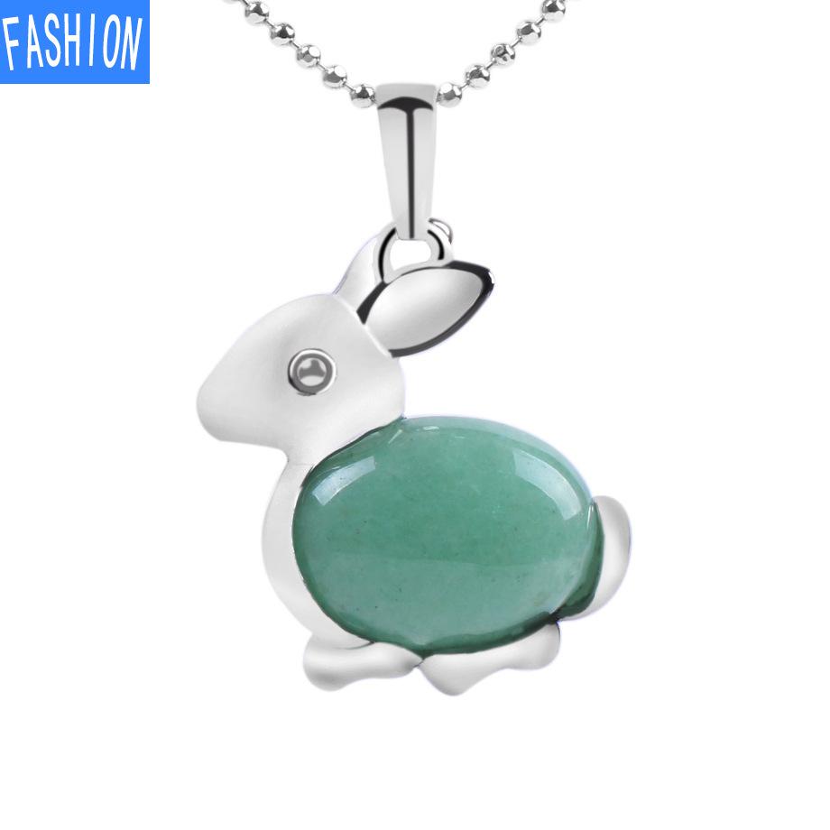 Ожерелье с подвеской из натурального камня серии Lovely Animal из натурального хрусталя и кролика