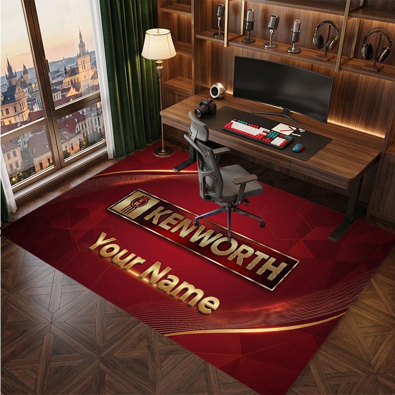 Kenworth Personalized Crystal Velvet Carpet, Customized Name Text Soft Anti‑Slip Rug for Living Room Bedroom