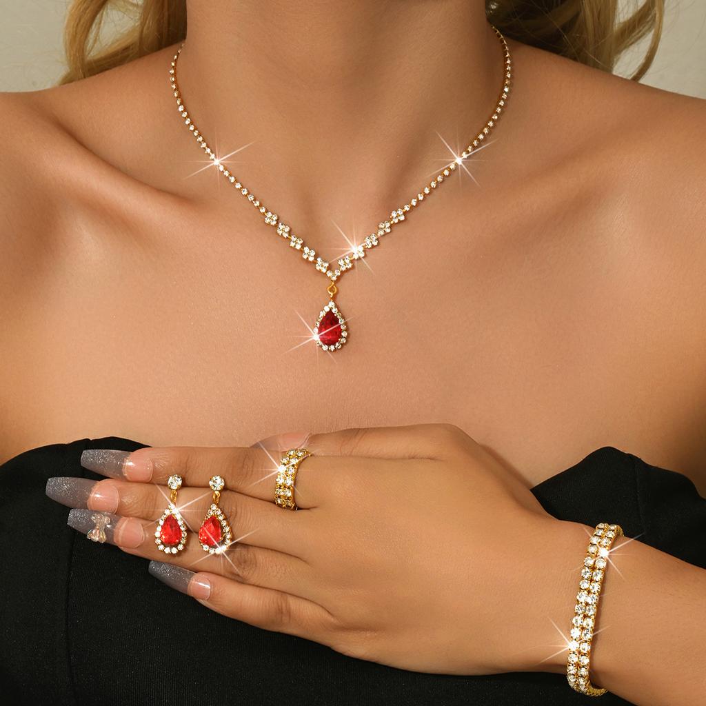 Necklace And Bracelet Accessory Set - Zircon Wedding Accessories Set - Bride's Jewelry Set