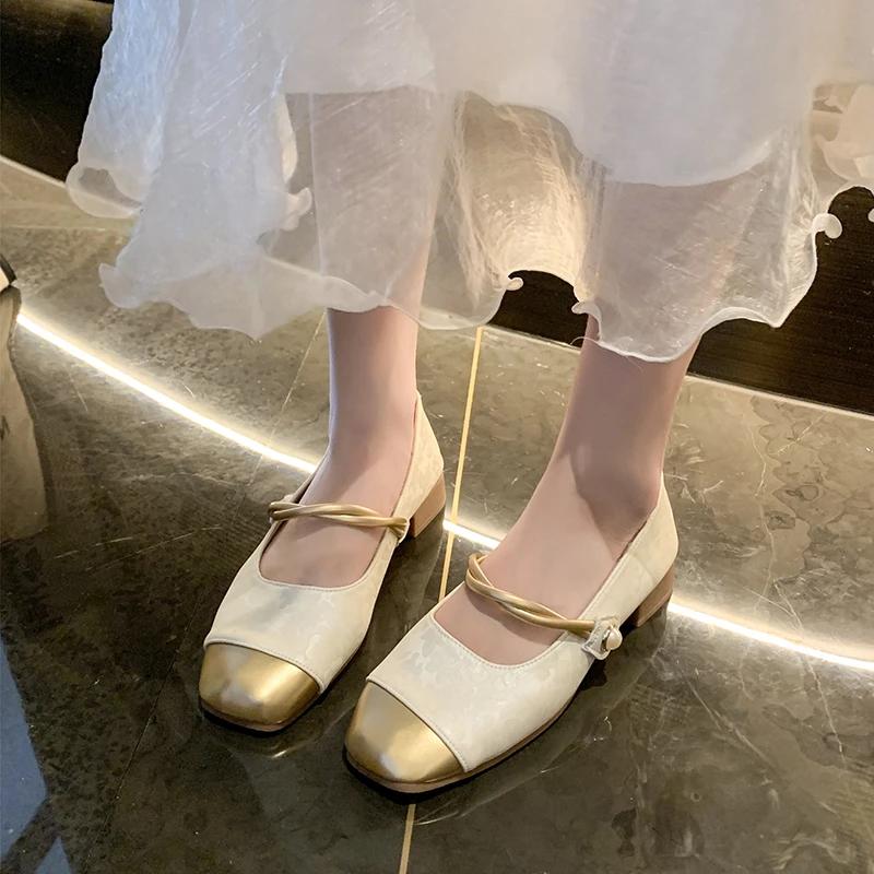 Мягкие удобные балетки Мэри Джейн Туфли для женщин Ретро на среднем каблуке Женские одинарные туфли для вечеринок Zapatos De Mujer