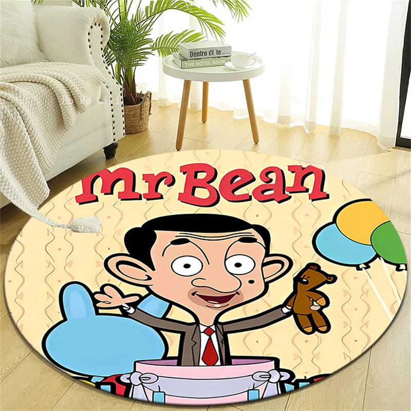 1pc Mr Bean2 Design Printed Area Round Carpet for Bedroom Living Room Home Decor Rugs Mat Non Slip Mat Rug for Bedside