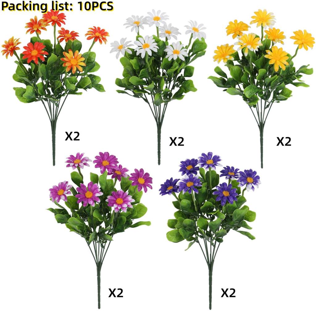 5/10 шт. Реалистичный искусственный букет маргариток Устойчивый к УФ-лучам Искусственный цветок для дома, сада, отеля, офиса Весенне-летний уличный декор