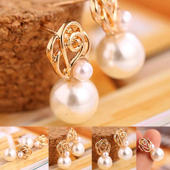 Women Faux Pearl Ear Studs Earrings Wedding Party Bride Ear Jewelry