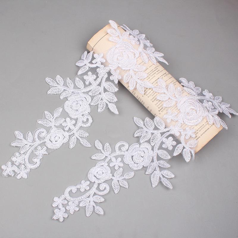 1 пара вышитых наклеек, аксессуары для одежды, кружево для отделки свадебного платья, 16*36 см, швейная аппликация