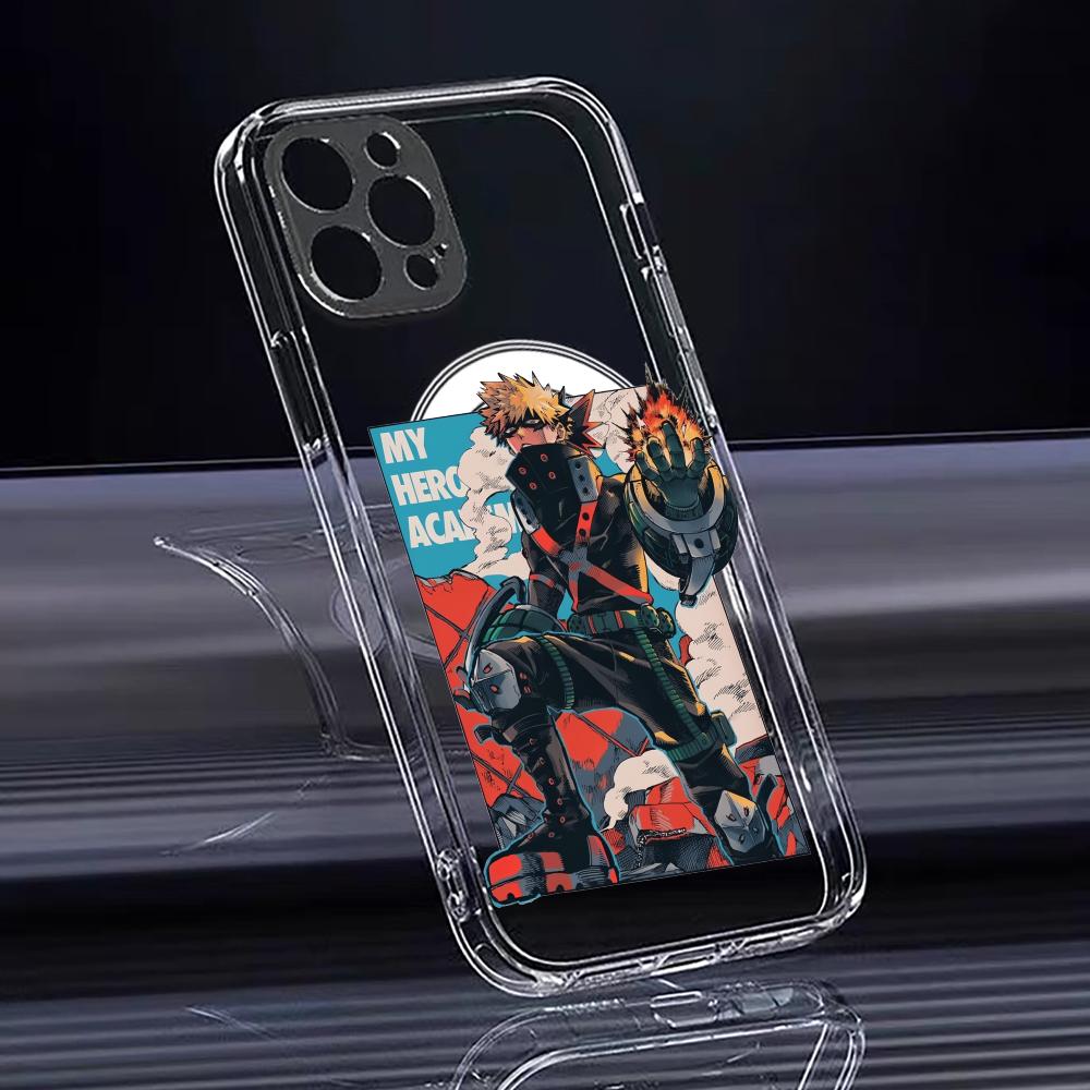 Чехол для телефона Аниме Б-Бакуго Кацуки Для iPhone 17 16 15 14 13 12 Pro Max Plus С Магнитным Кристально Чистым Чехлом Беспроводная Зарядка