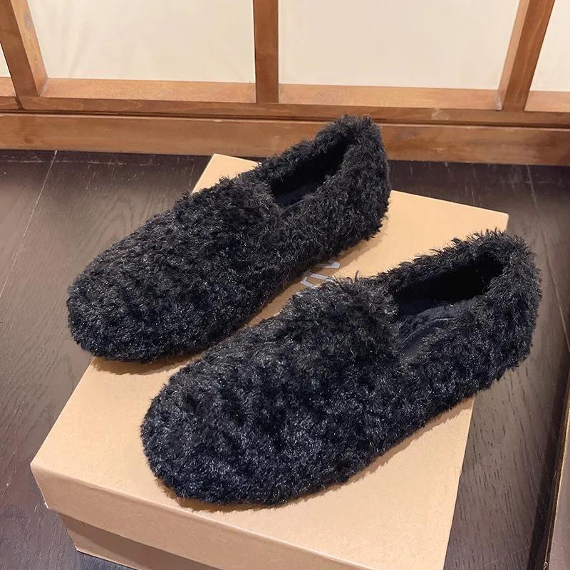 Роскошные мокасины из овечьей шерсти женские зимние хлопковые туфли женские теплые плюшевые мокасины удобные балетки из кудрявого овечьего меха женские большой размер 40