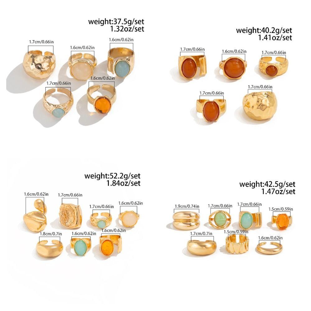 5pcs/7pcs Stackable Opening Rings Set Irregular Retro Metal Ring Chunky Smooth Rings Daily Wear