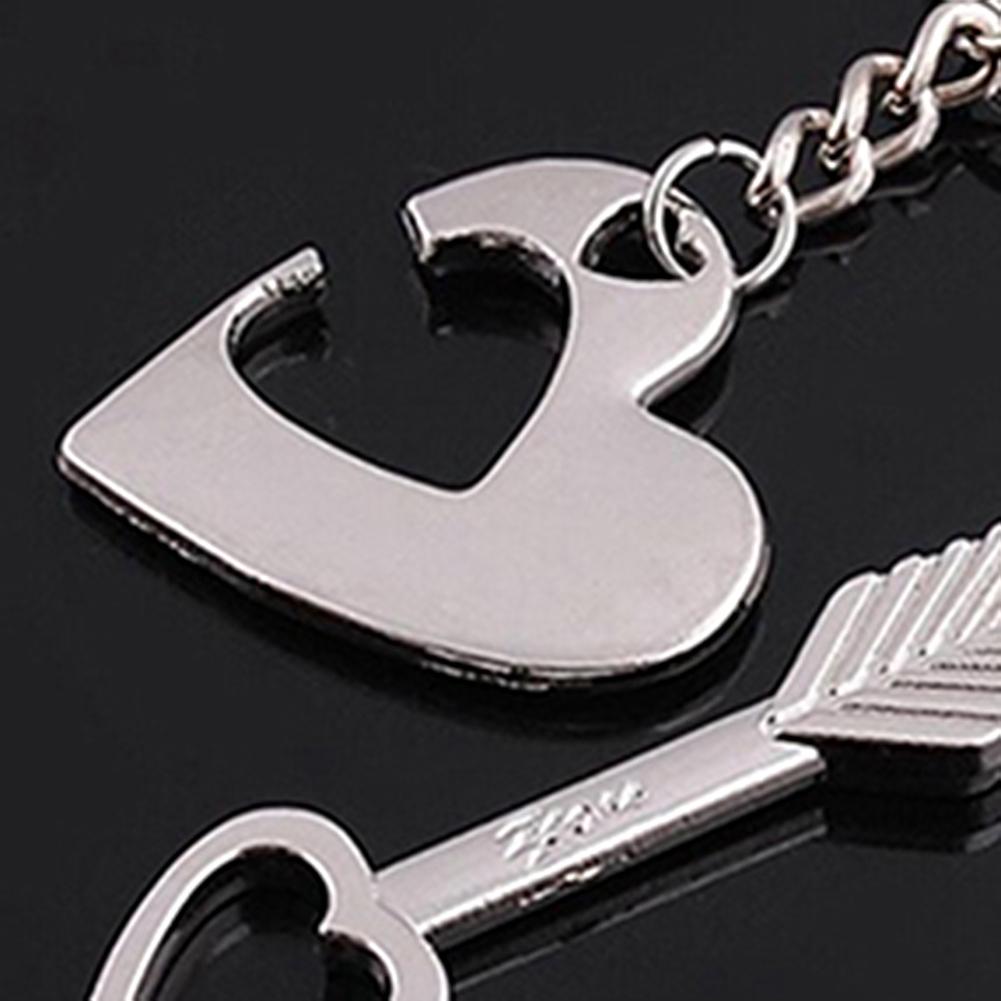 2Pcs/Set Creative Cupid's Arrow Heart Key Chains Key Rings for Lovers Xmas Gift
