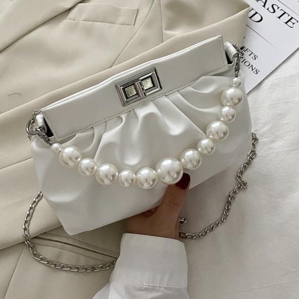 Модная сумка с жемчужной цепочкой, женская сумка через плечо, высококачественная мягкая кожаная женская сумка, модные аксессуары