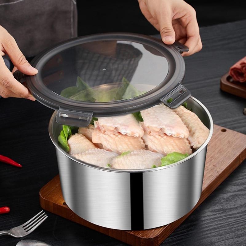 Большая емкость для хранения продуктов из нержавеющей стали, герметичный ланч-бокс с крышкой, металлический контейнер для хранения продуктов для дома и офиса