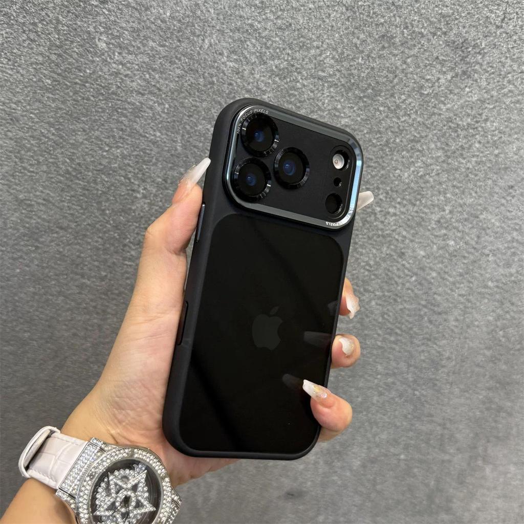 Прозрачный металлический чехол Jingdun с защитой линз для iPhone 16/17 Pro/Pro Max