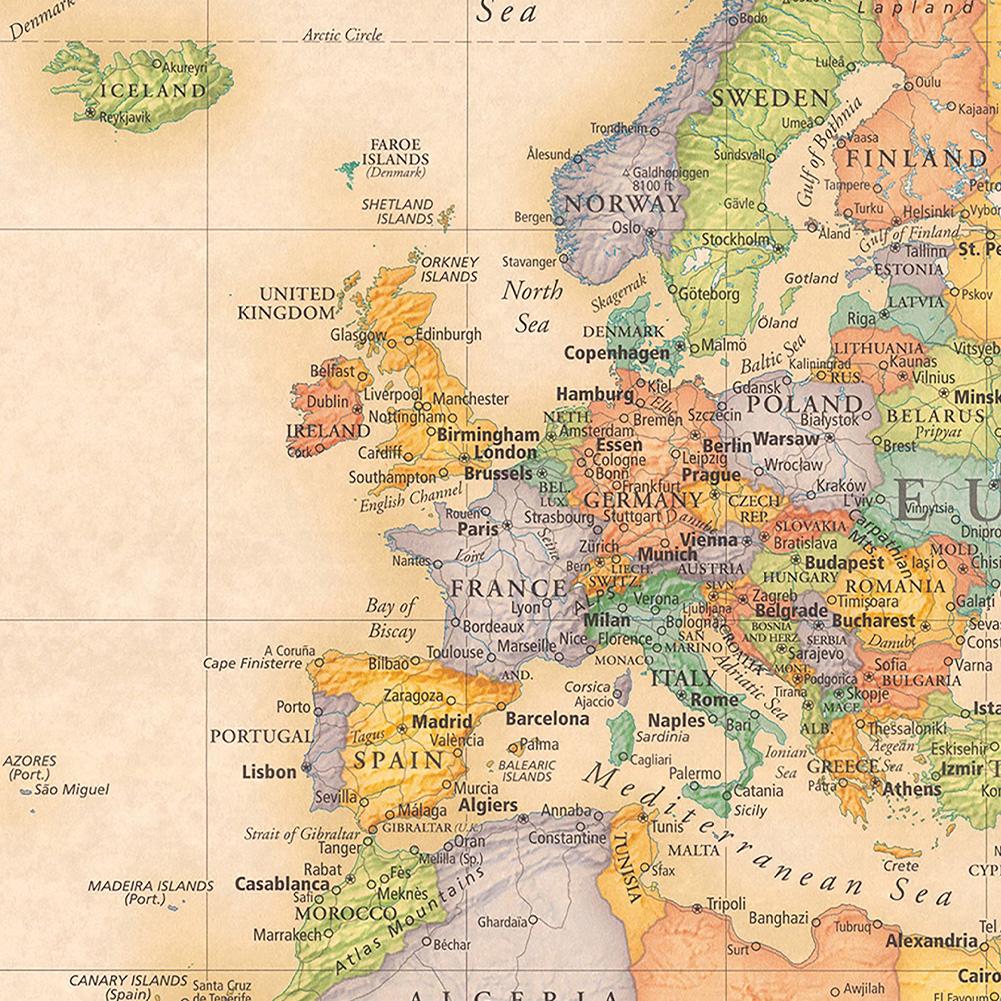 Карта мира, настенное украшение, винтажный образовательный декор, горизонтальный дизайн для классной комнаты, декор для студенческой комнаты и дома, настенный декор с картой мира, украшение для классной комнаты