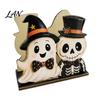 Cute Cartoon Pattern Decor Halloween Wooden Napkin Holder, Black Cat Mummy Pumpkin Table Desktop Organizer for Party, Spooky Festive Kitchen