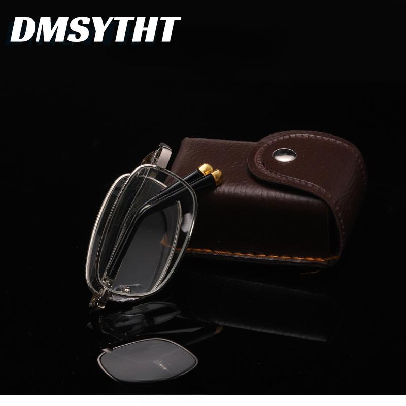 Folding Reading Glasses Lightweight Crystal Glass Lens Metal Frame Square Full Frame Men Women Presbyopic Eyeglasses