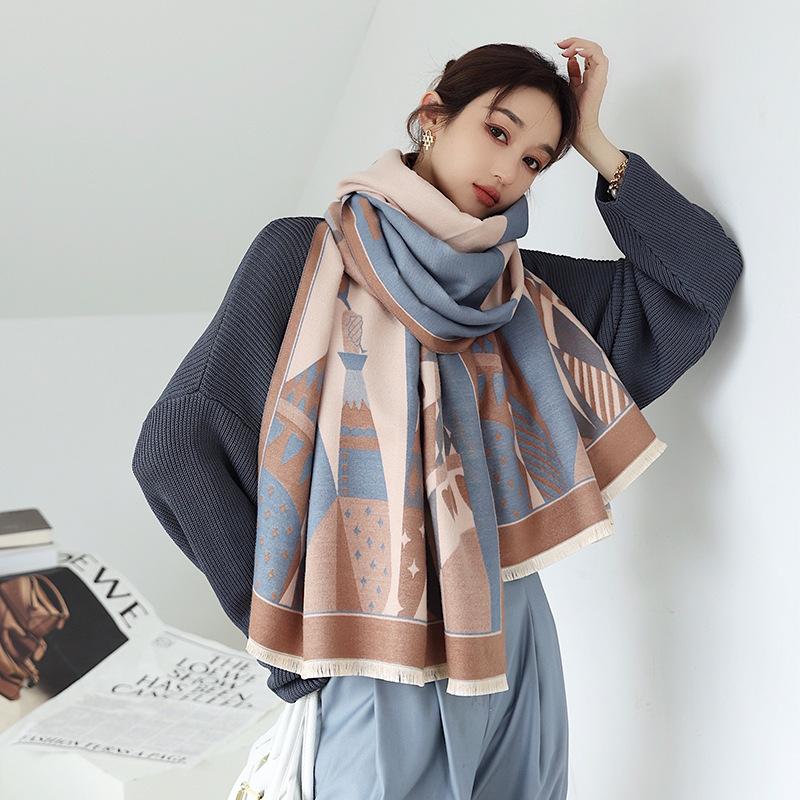 Summer Air-conditioned Room Shawl Autumn and Winter New Double-sided Cashmere Scarf for Women Korean Student Scarf Warm Scarf