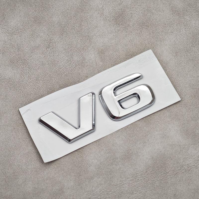 3D ABS V6 Логотип Черный Хром Буквы Значок Эмблема Наклейка Декаль на Задний Багажник Автомобиля