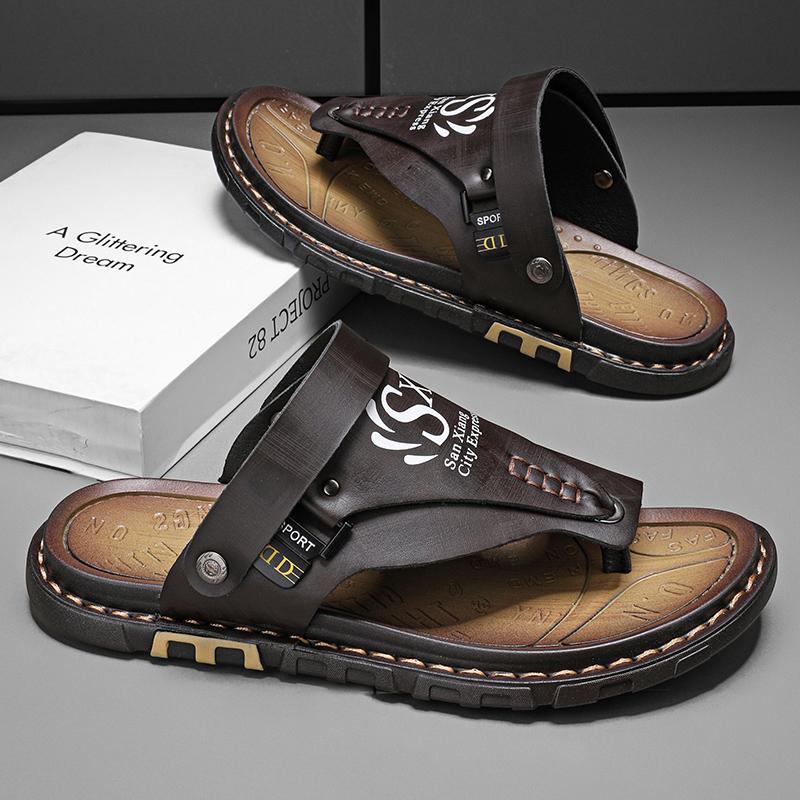 Модные шлепанцы CYYTL Мужские летние тапочки Повседневная обувь Пляжные сандалии Уличные шлепанцы Комфорт при ходьбе Дизайнерская мода Роскошная кожа