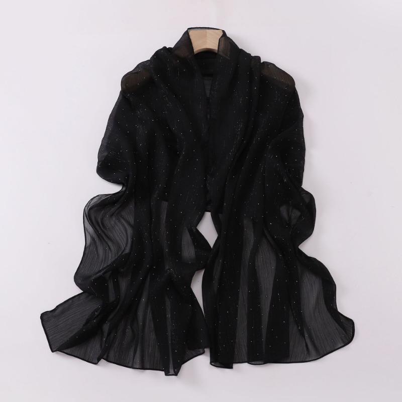 Fashion Crinkled Shimmering Star Rhinestone Long Scarf For Women