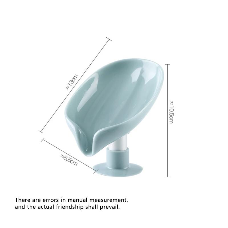 1PC Leaf Shape Soap Holder Suction Cup Sponge Dish Rack With Drain Water Bathroom Shelf For Home Storage Box Kitchen Accessories