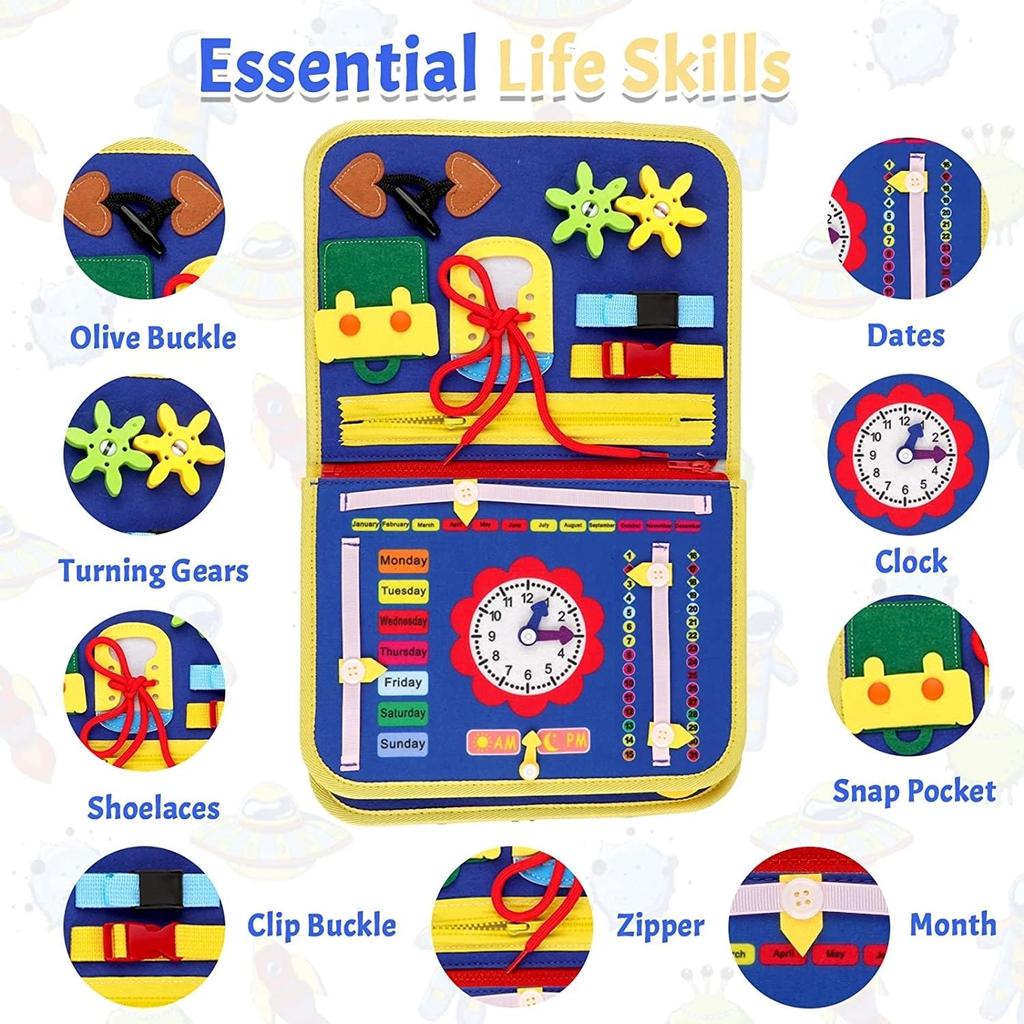 Skills Learning Board Busy Board Montessori Toys for Toddlers Busy Board Preschool Educational Toys Travel Activities Alphabet Fine Motor Skills