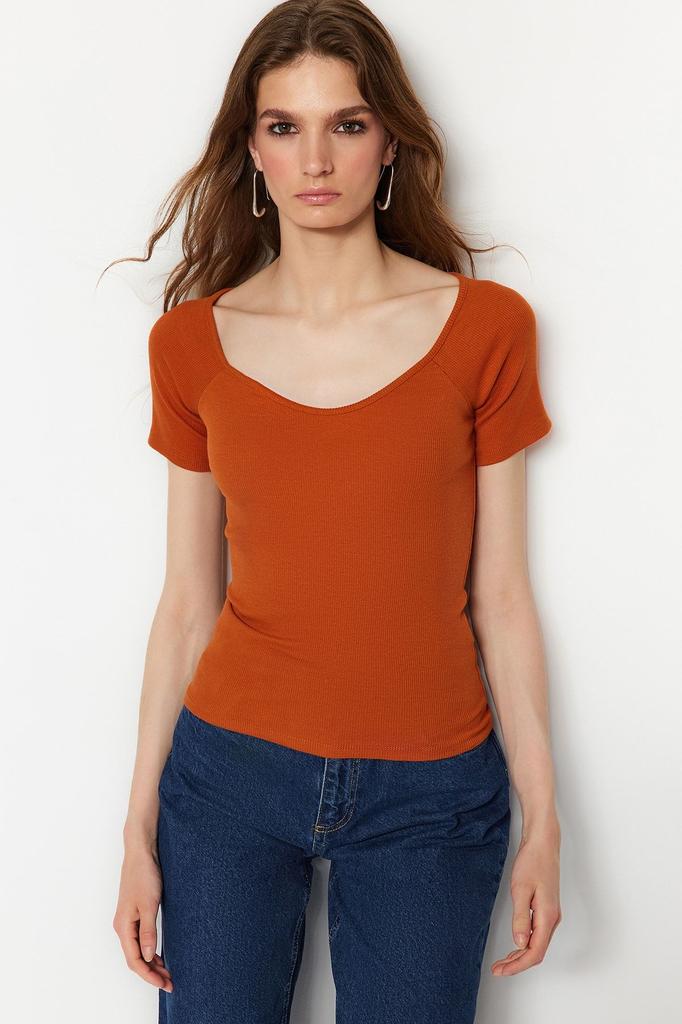 Женская модная зеленая хлопковая эластичная трикотажная блузка со шнурком