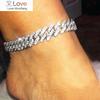 Punk Miami Cuban Link Anklets For Women Men Trendy Chunky Metal Cuban Chain Baguette Anklet Bracelet Shiny Crystal Rock Jewelry