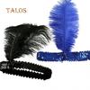 Women's Shiny Sequins Ostrich Feather Headband Show Party Headpiece Costume Hairs Trinket