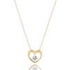LEGAN Open Heart Necklace Diamond K18YG Yellow Gold Anniversary Birthday Women Made In Japan 0.07ct