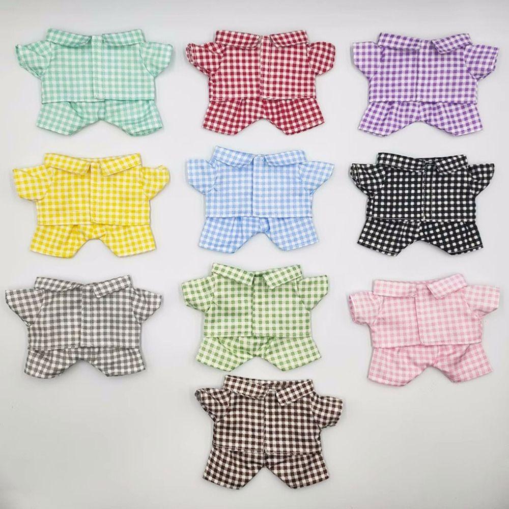 Plaid Cotton Doll Clothing Accessories Shirt Toy Doll Clothes Pajama Set