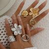 Cold Wind Alloy Ring Irregular Creative Square Hollow Rings Set of New Fashion Personality Literary Retro Style Light Luxury Commuter Women's Ring