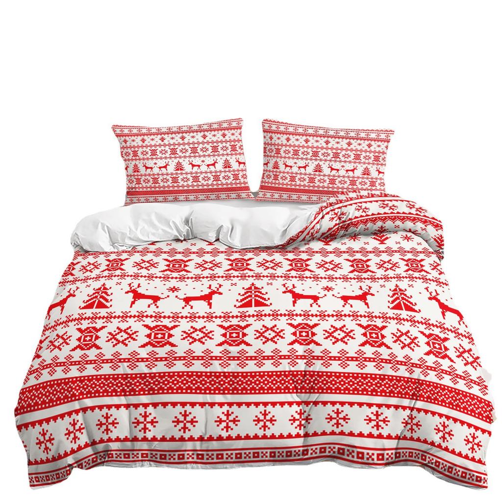 Постельное белье из трех предметов Рождественский пододеяльник 3D цифровая печать Комплект наволочки