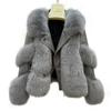 Female Plush Jacket Female Warm Thickened Jacket Fashion Ladies Plush Jacket Top Winter Sheepskin Coat Zipper Artificial Fox Fur Hooded Collar