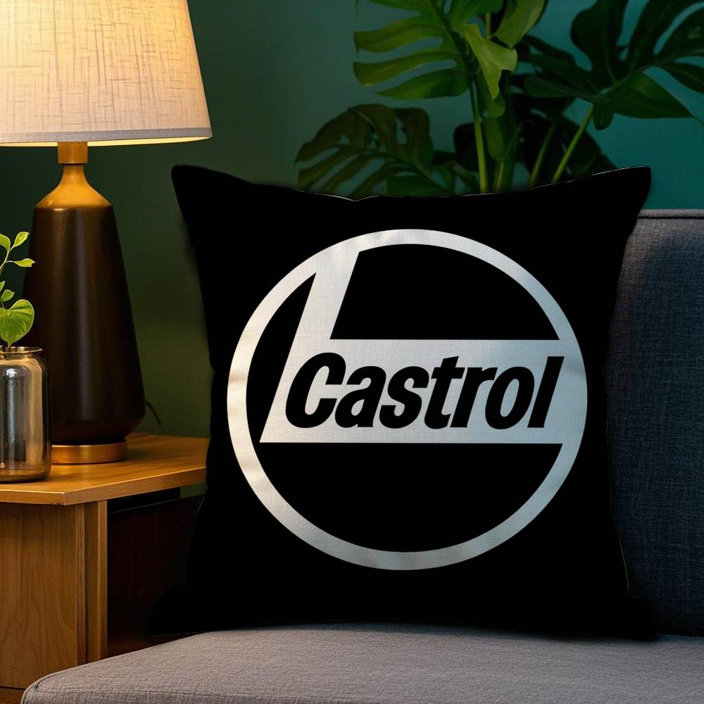 Logo C-Castrol Pillow Case Plush Fabric Soft Double Sided Print Home Sofa High Quality Cushion Cover Throw