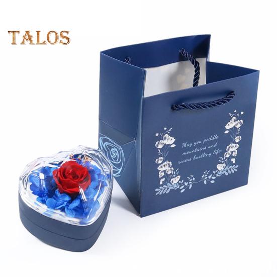 Шкатулка для колец, подарочная коробка с консервированными розами, органайзер для колец в форме сердца, консервированные цветы, подарки на годовщину для девушки, мамы