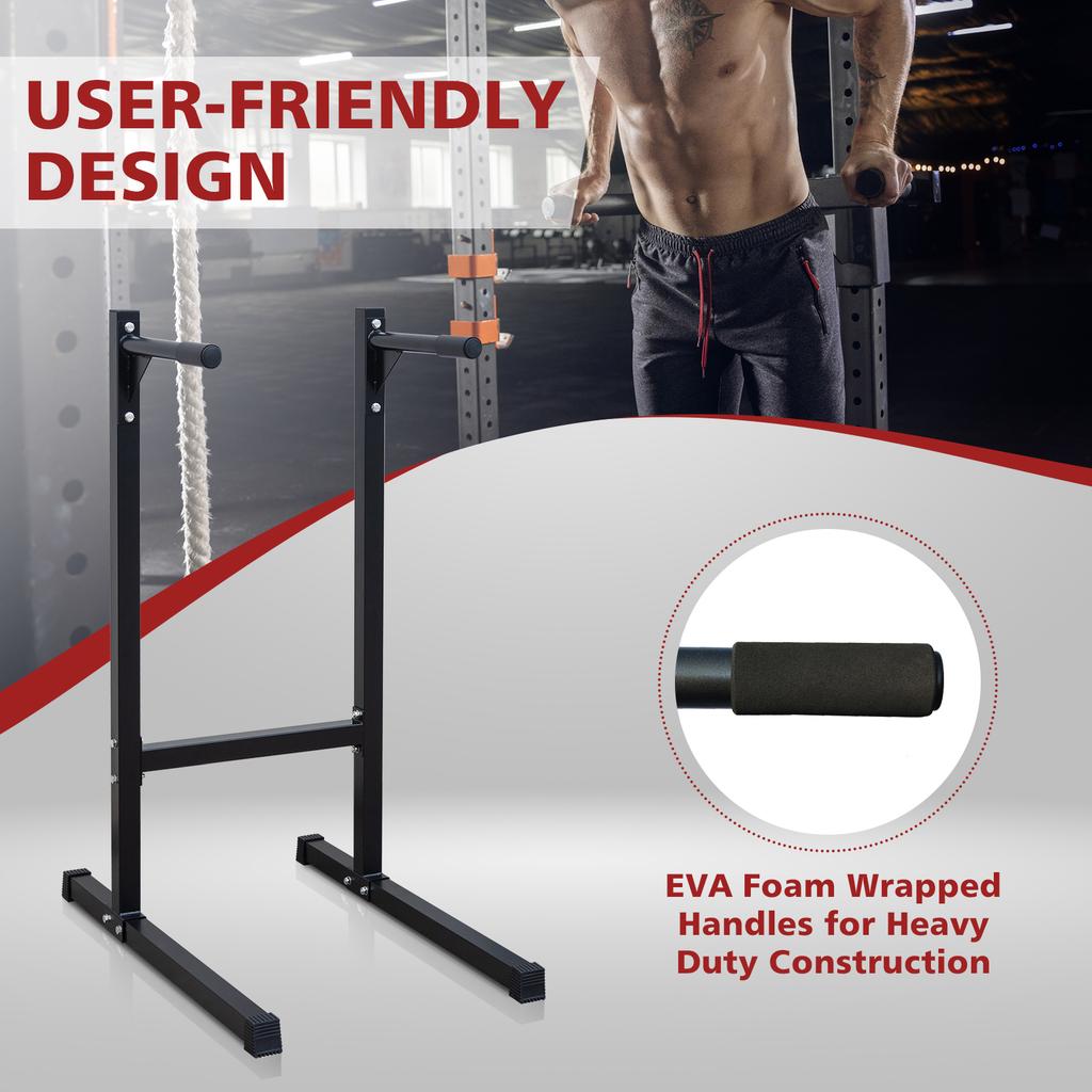 Heavy Duty Dip Bar Station Push Up Bar with Foam Handles for Home Gym, Multi-function Full Body Workout Equipment for Tricep Dips L-Sits