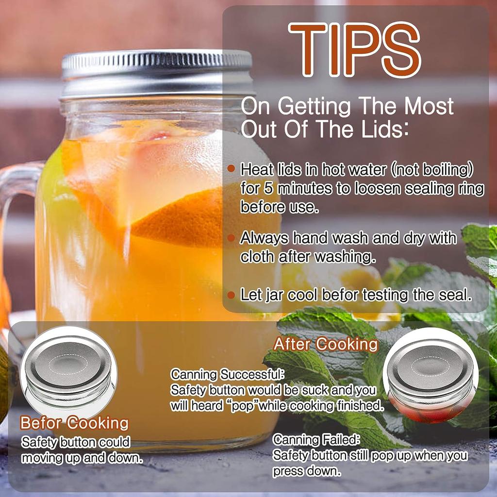 48 шт. обычные крышки и кольца для консервирования рта, крышки для каменных банок, многоразовые герметичные разъемные серебряные крышки с силиконовыми уплотнительными кольцами