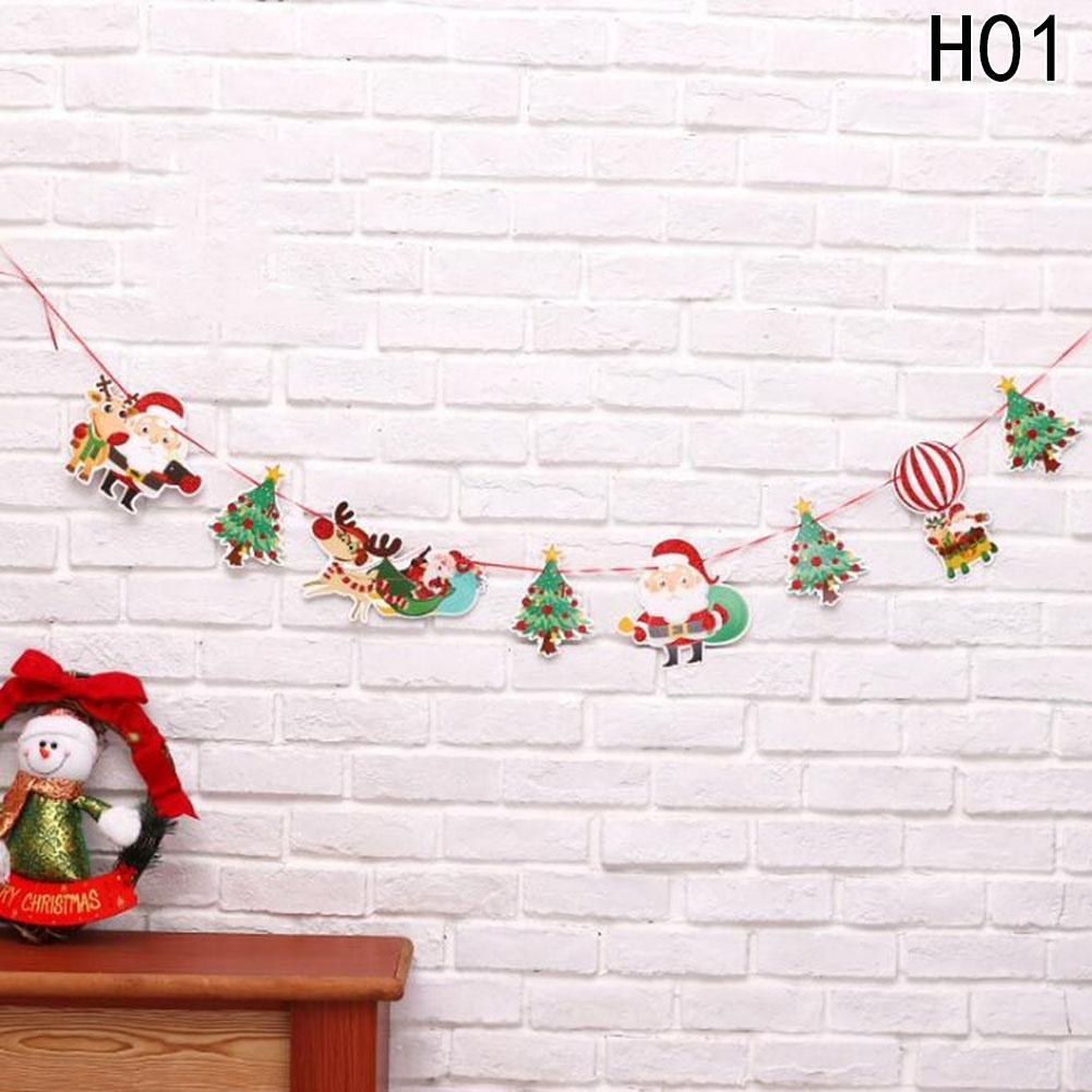 1 Pcs New Cartoon Pull Flag Christmas Flag Christmas Decoration Supplies Birthday Wedding Decoration Hanging Flag