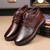 Зимние новые мужские туфли для папы из утолщенной кожи с флисом, нескользящие и износостойкие деловые кожаные туфли, повседневные модные мужские кожаные туфли
