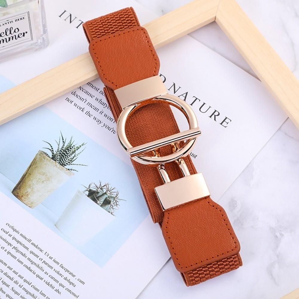 Fashion Elastic Waistband Casual Round Buckle Waist Strap Waist Belts Clothing Decoration