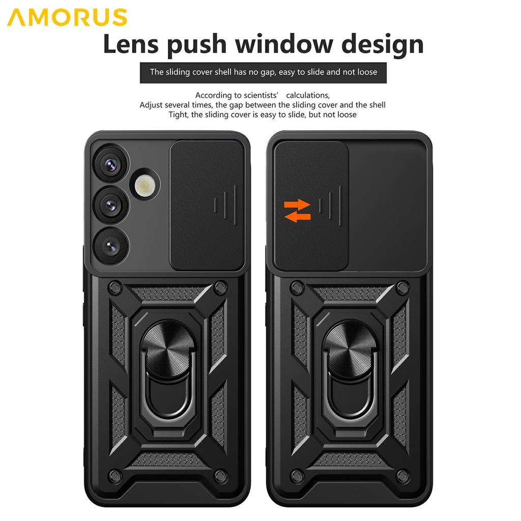 For Samsung Galaxy S26+ Case with Slide Camera Lid PC + TPU Kickstand Phone Cover