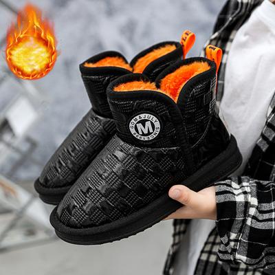 Зимние детские сапоги больших размеров, модные, толстые, теплые, высокие, из хлопка, сапоги на средней подошве, зимние сапоги 26-37