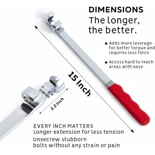 ZHLELEWZ Wrench Extender Tool Bar, Torque Adapter Wrench Extension, Extra Long 15" Wrench Extension for Maximum Leverage, Ideal for Mechanics, DIY, Ga