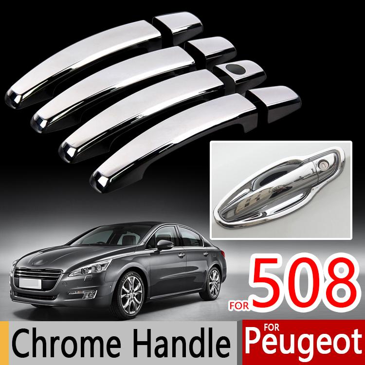 Для Peugeot 508 Хромированные Накладки на Ручки Комплект из 4 шт. 508SW RXH 2011-2016 Хорошее Качество Автоаксессуары Наклейки Автостайлинг