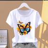(Asian Size) Graphic Tee T Butterfly Flower Lovely 90s Clothing Casual Fashion Print Female Casual Women's Top Short Sleeve T-shirt