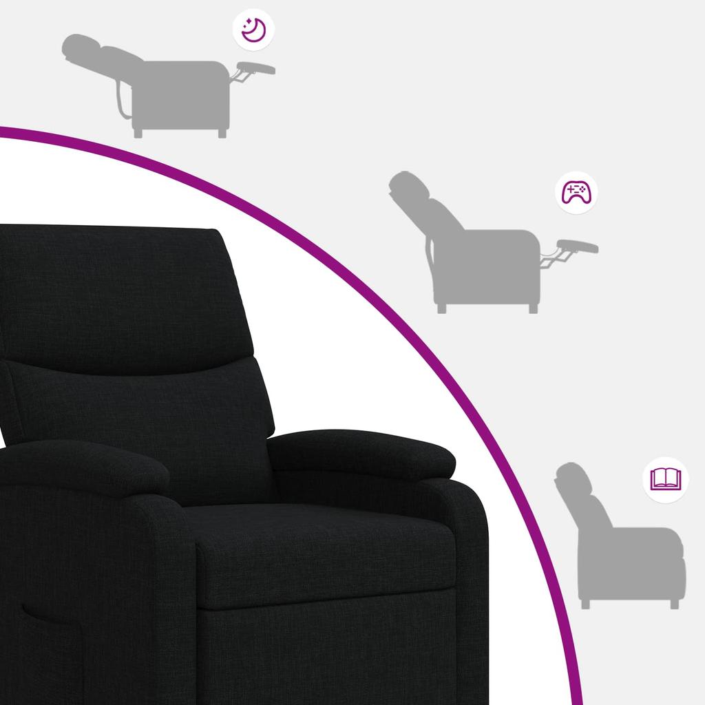 Massage Relax Chair Black Fabric