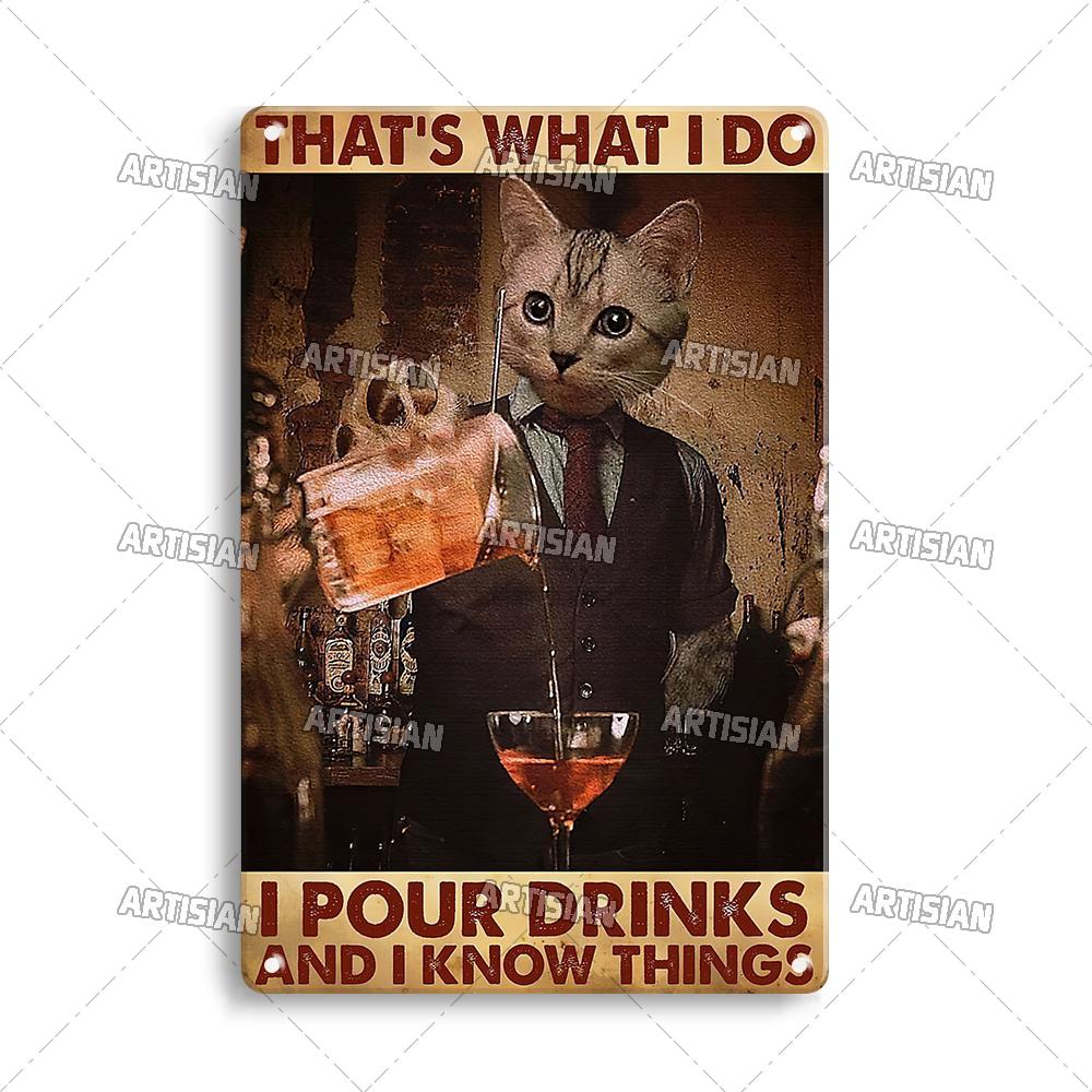 Артизан черный кот ретро металлический постер забавный питомец винтажный декоративный жестяной знак гараж бар паб клуб кухня дом человек пещера настенный декор